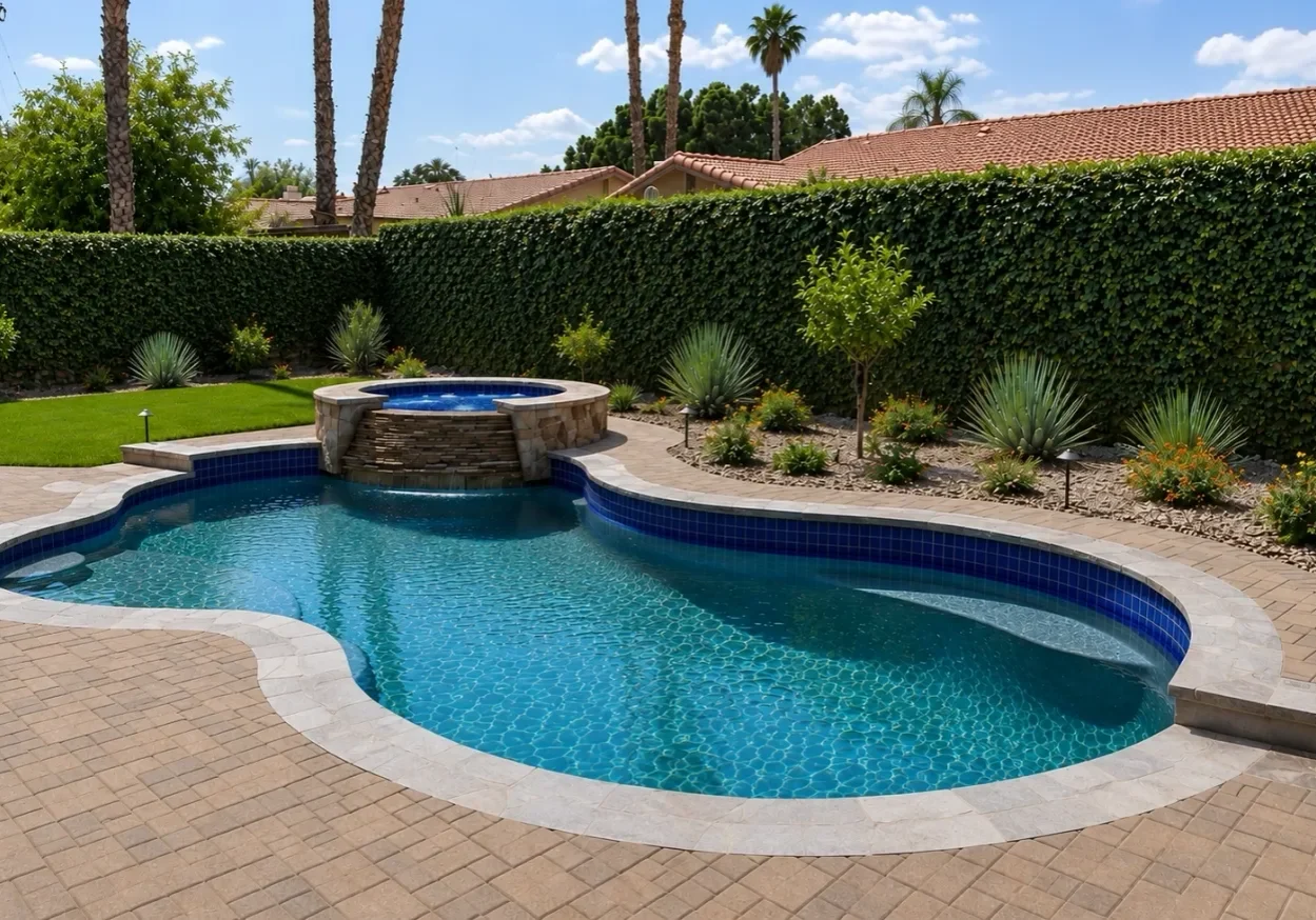 Custom pool with spa